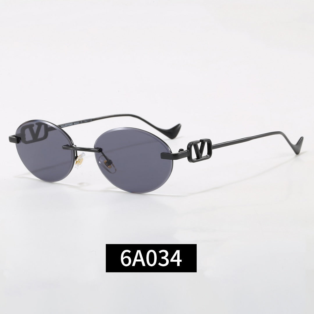 Rimless Oval Sunglasses, UV400 Polarized Fashion Shades 6A034