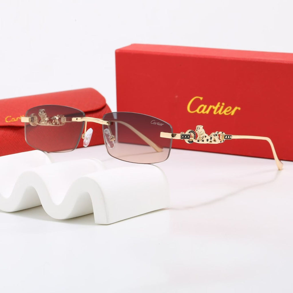 7 Color Rimless Panther Decor Sunglasses – MetroLens