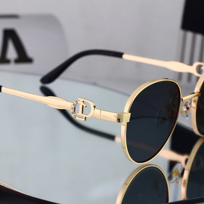 5 Color Round Metal Decor Sunglasses 8802
