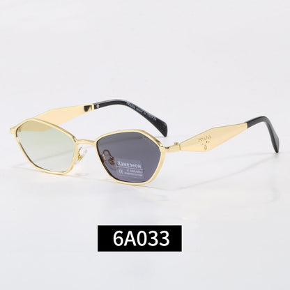 Irregular Metal Frame Sunglasses, Tortoise Temple UV400 Polarized Fashion Shades 6A003