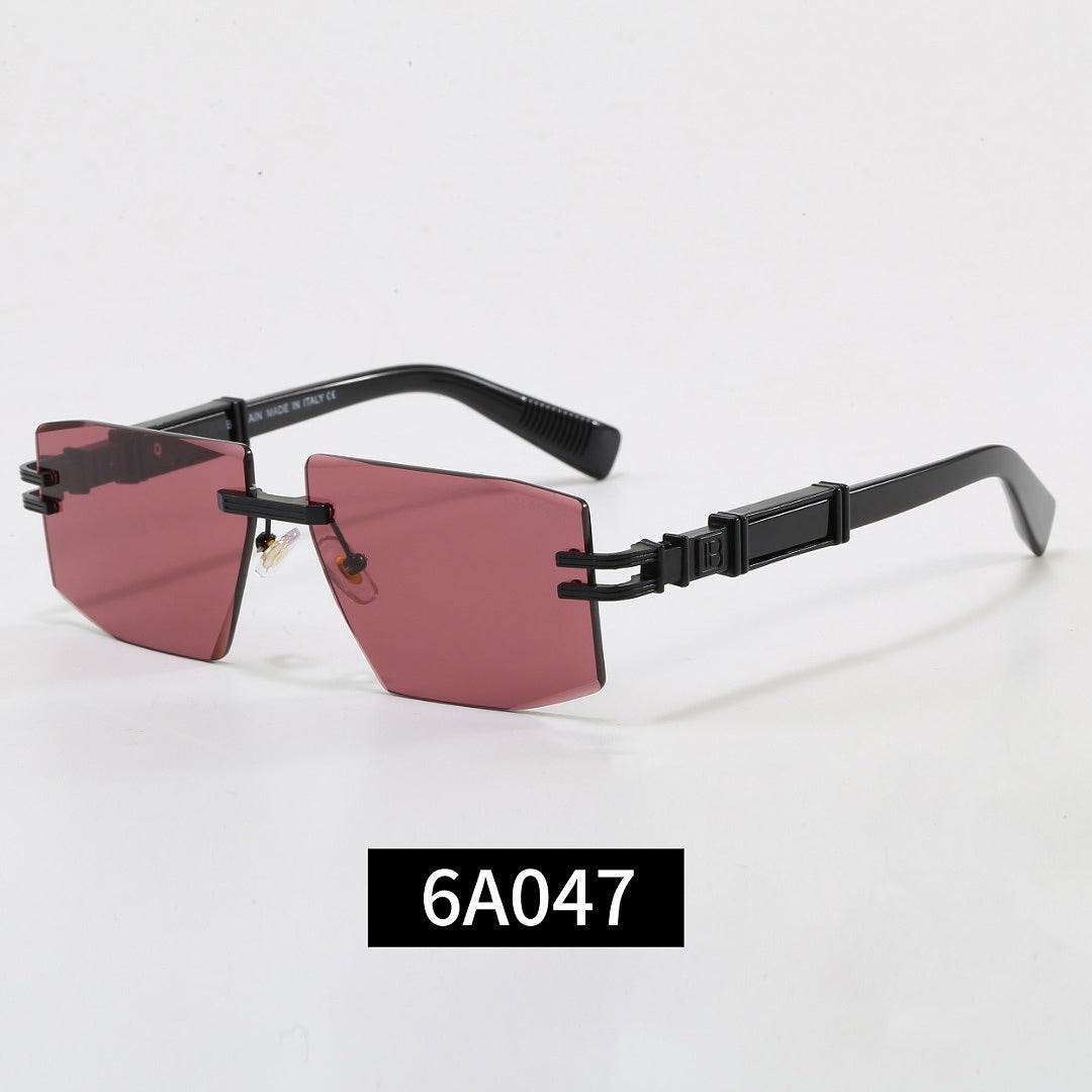 Rimless Geometric Sunglasses, UV400 Polarized Fashion Shades 6A047