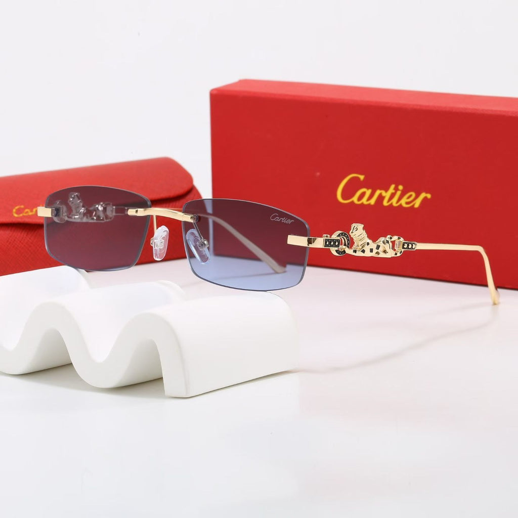 7 Color Rimless Panther Decor Sunglasses – MetroLens
