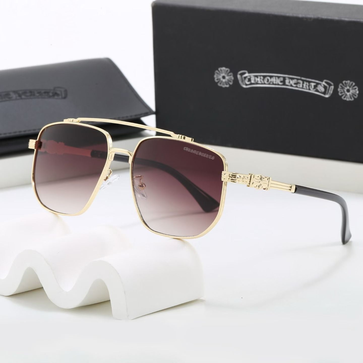 Double Bridge Square Sunglasses, UV400 Polarized Fashion Shades