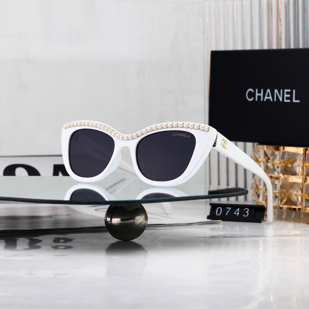 7 Color Pearl Cat Eye Sunglasses 0743