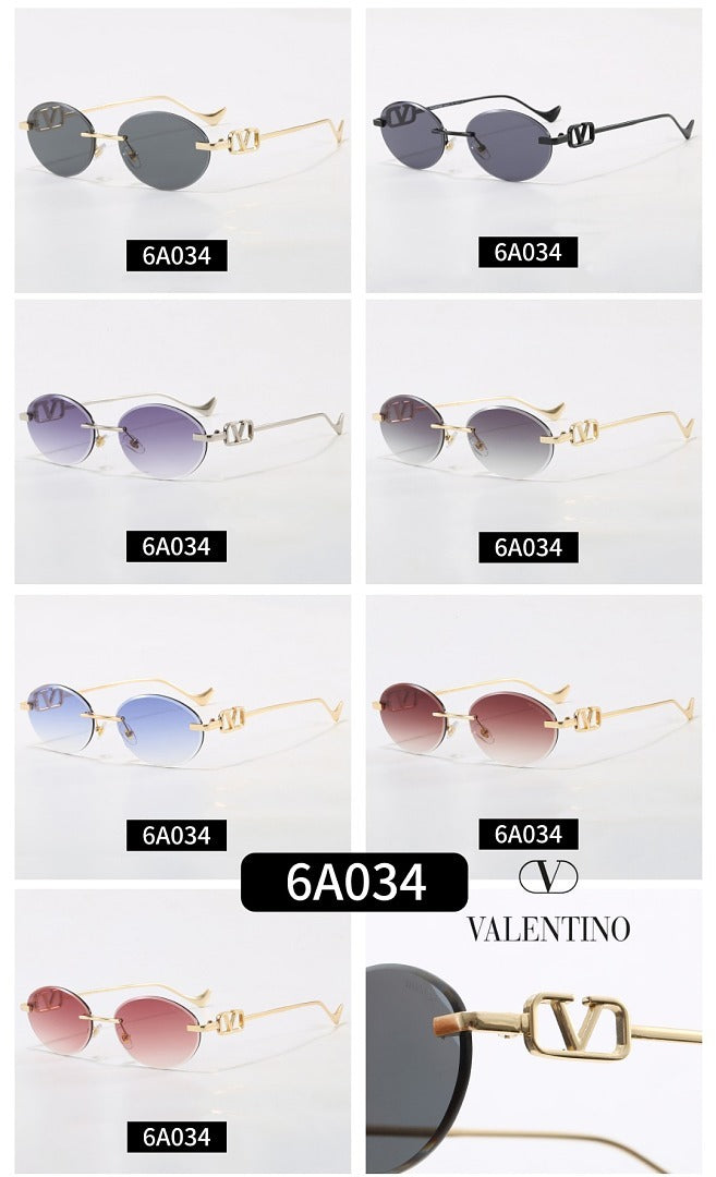 Rimless Oval Sunglasses, UV400 Polarized Fashion Shades 6A034