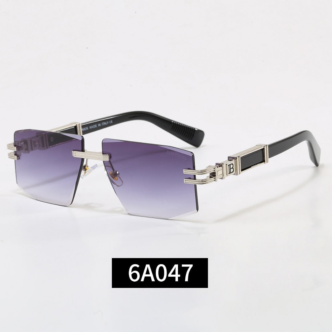 Rimless Geometric Sunglasses, UV400 Polarized Fashion Shades 6A047