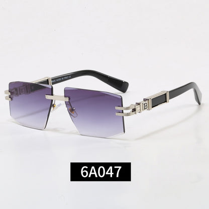 Rimless Geometric Sunglasses, UV400 Polarized Fashion Shades 6A047