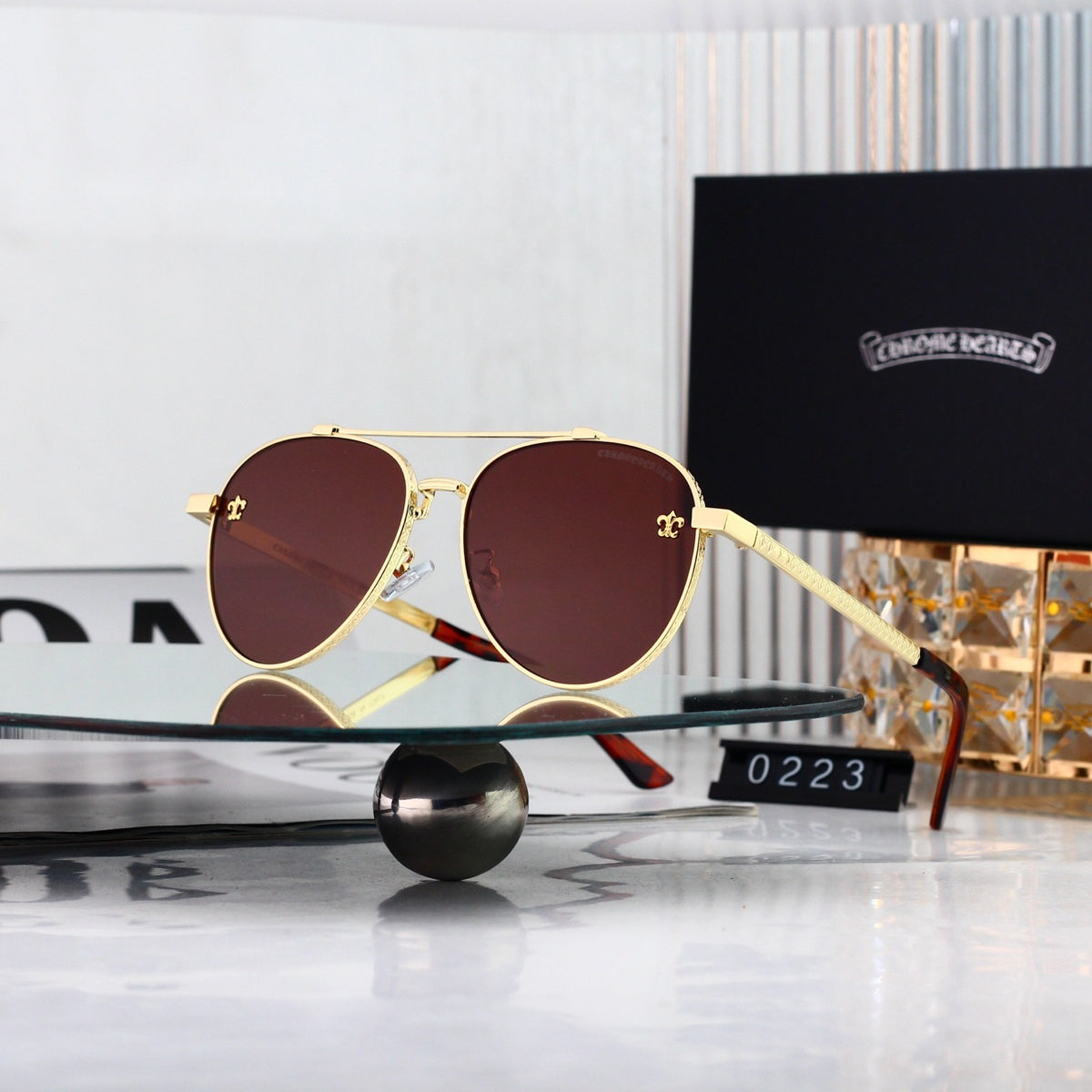 5 Color Pilot Skull Temple Sunglasses 0223