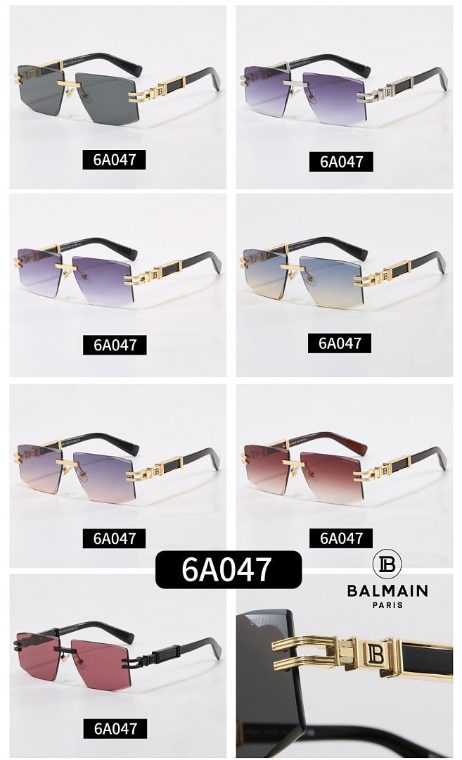 Rimless Geometric Sunglasses, UV400 Polarized Fashion Shades 6A047