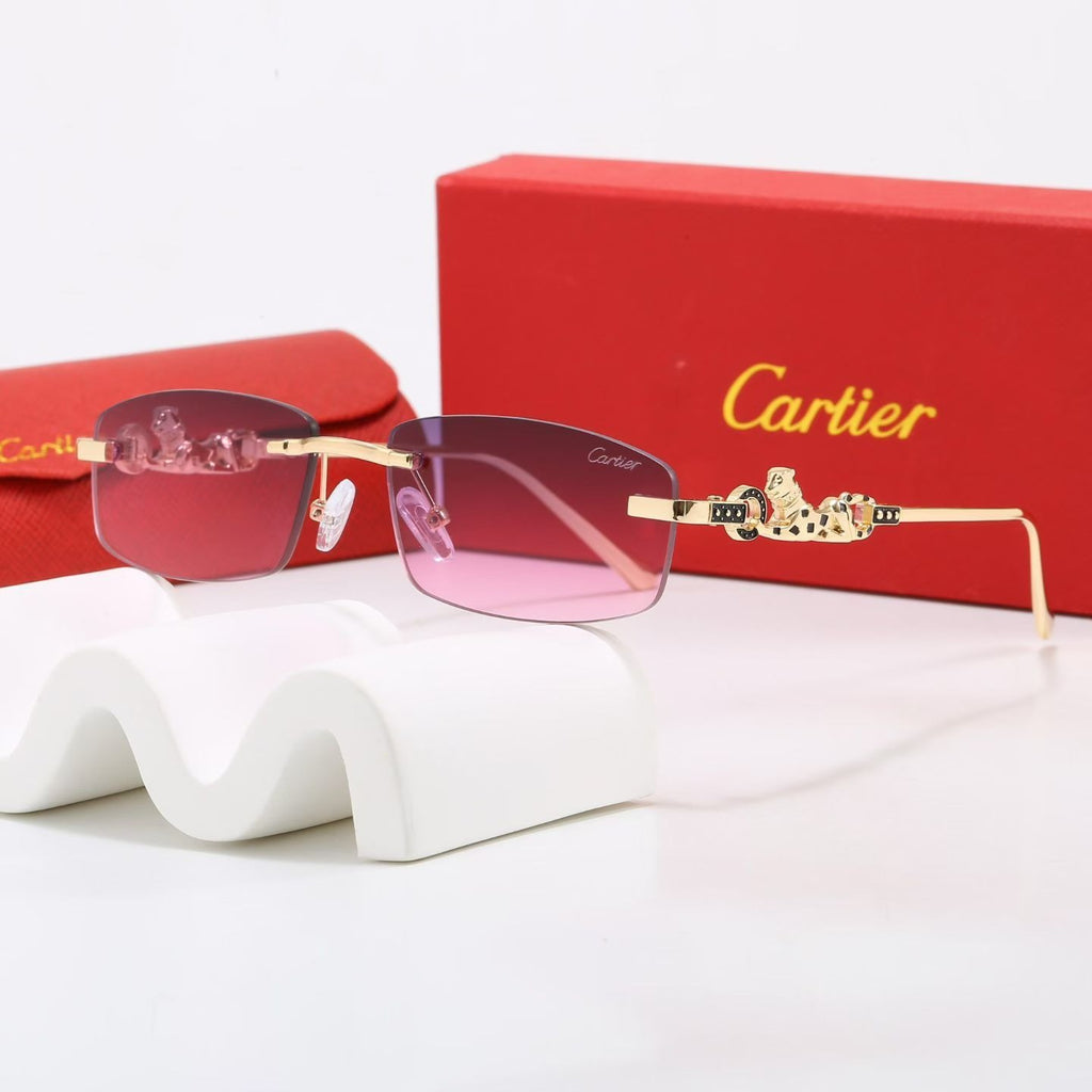 7 Color Rimless Panther Decor Sunglasses – MetroLens