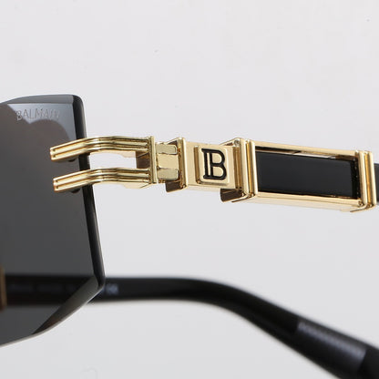 Rimless Geometric Sunglasses, UV400 Polarized Fashion Shades 6A047