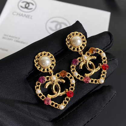 Pendientes con colgante de corazón de gema de cristal