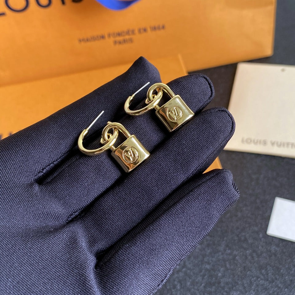 Boucles d'oreilles pendantes rétro avec cadenas fantaisie