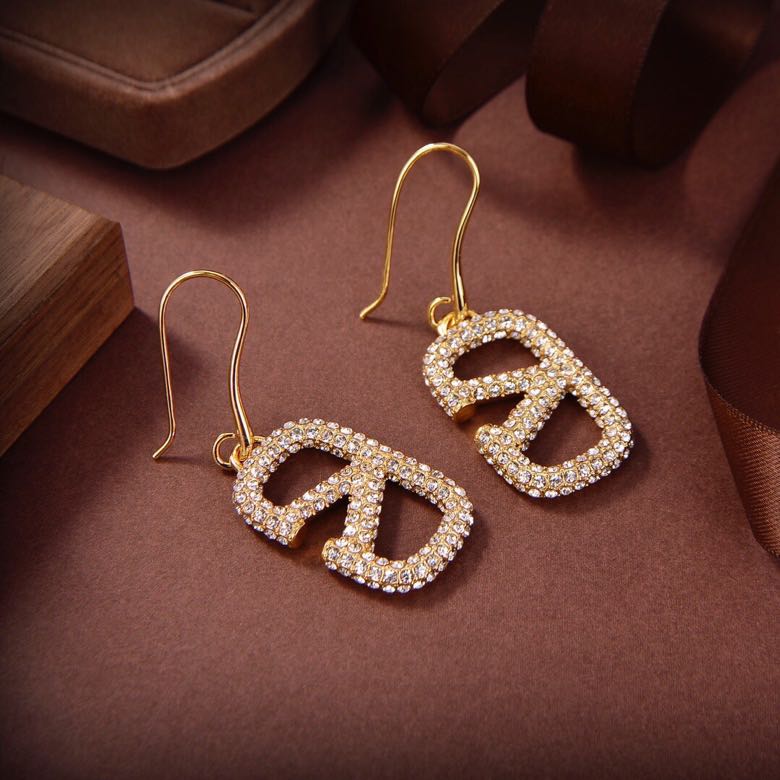 Pendientes metálicos Signature con logo totalmente de diamantes