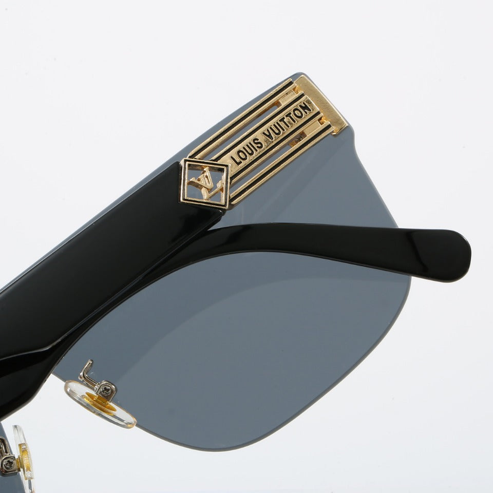 Lunettes de soleil rétro à monture métallique sans cadre en forme de G