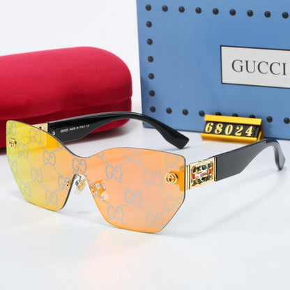 Lunettes de soleil rétro à monture métallique sans cadre en forme de G