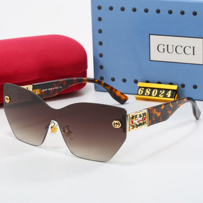 Lunettes de soleil rétro à monture métallique sans cadre en forme de G