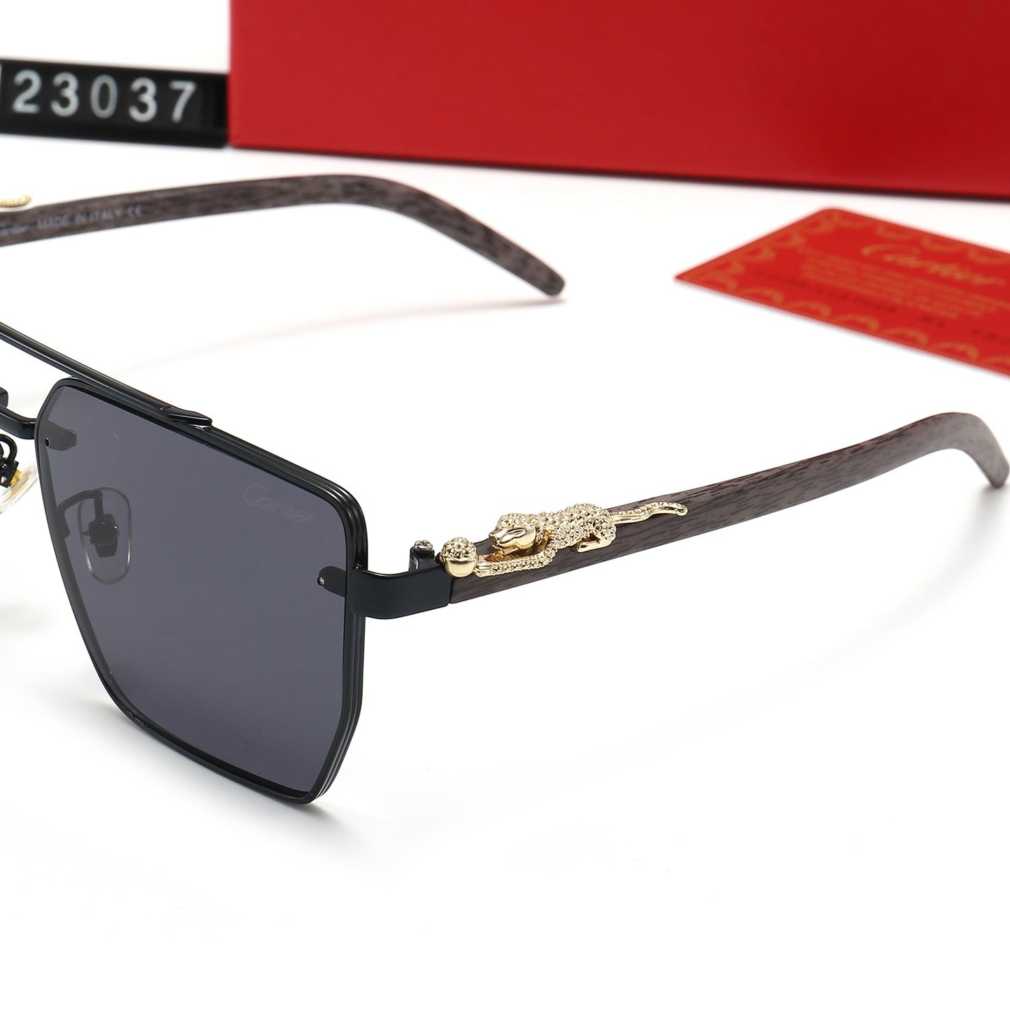 Lunettes de soleil mode monture léopard en métal