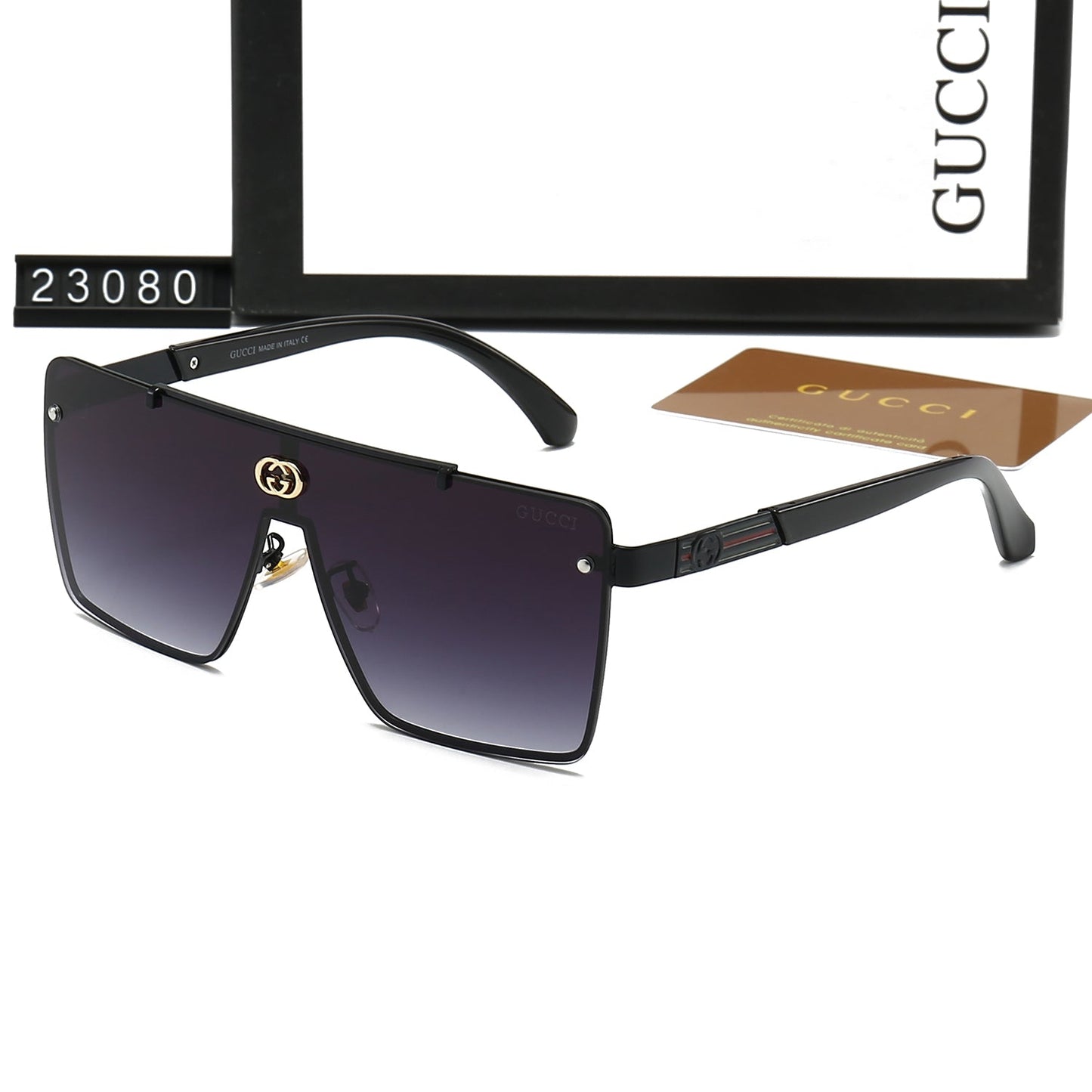 Gafas de sol de una pieza con montura a rayas a la moda