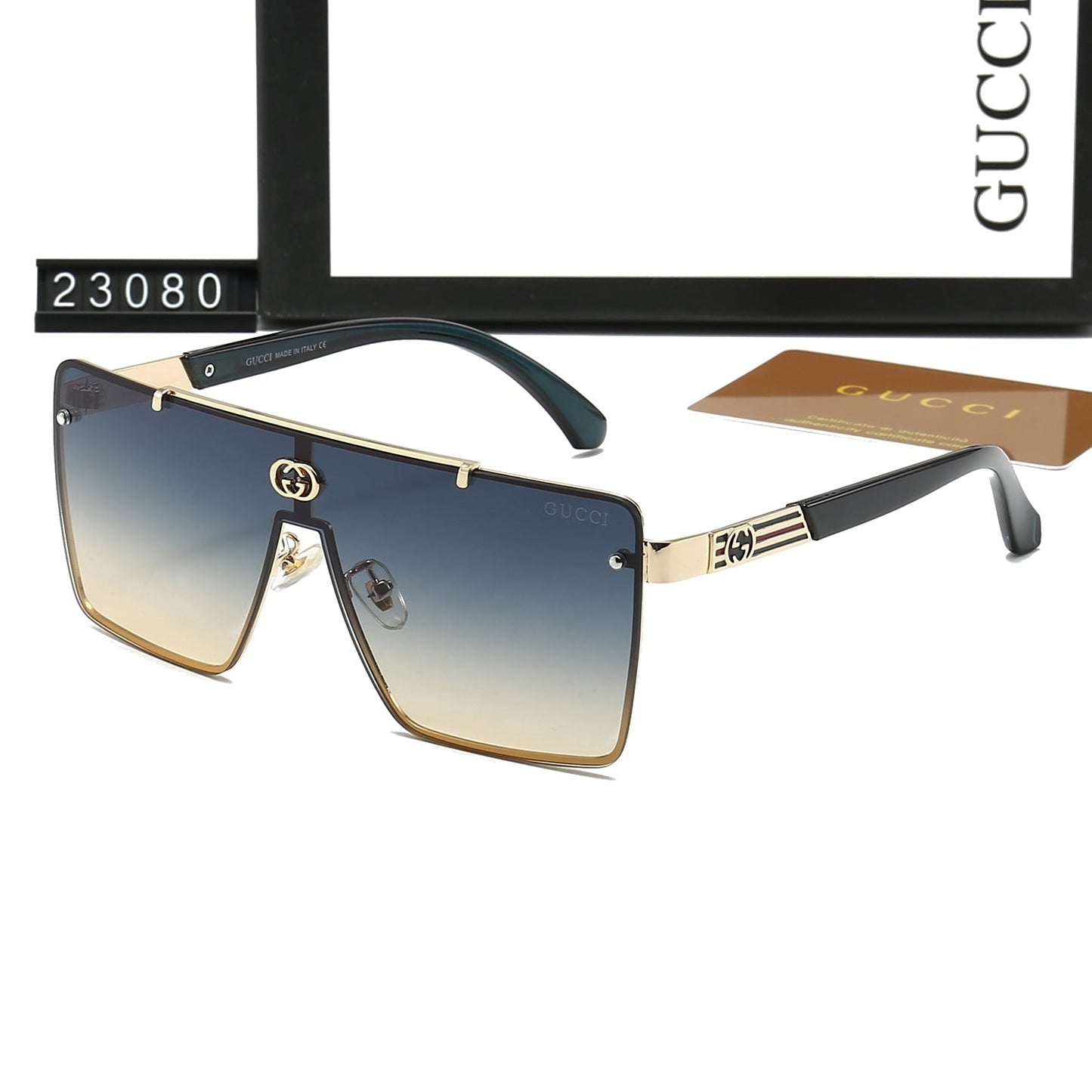 Gafas de sol de una pieza con montura a rayas a la moda