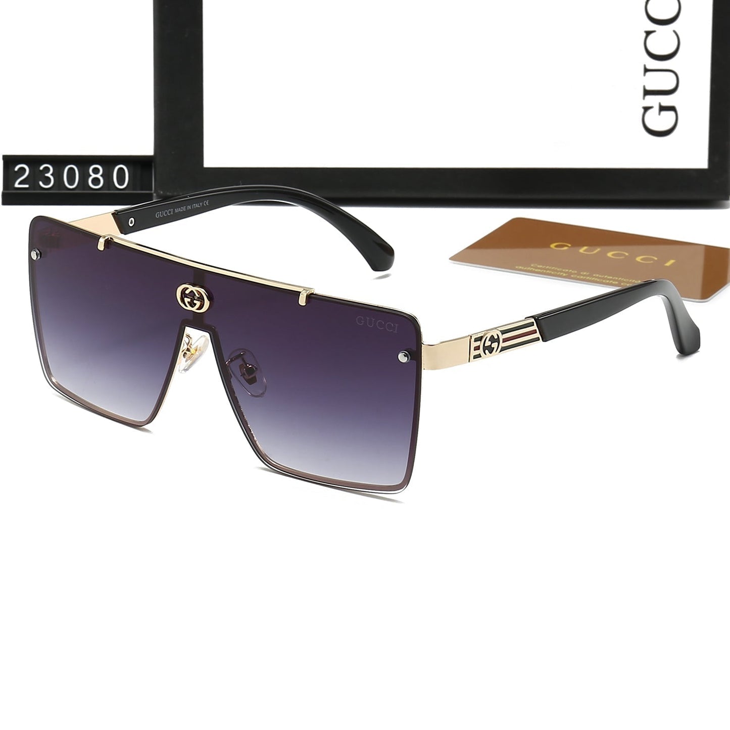 Gafas de sol de una pieza con montura a rayas a la moda