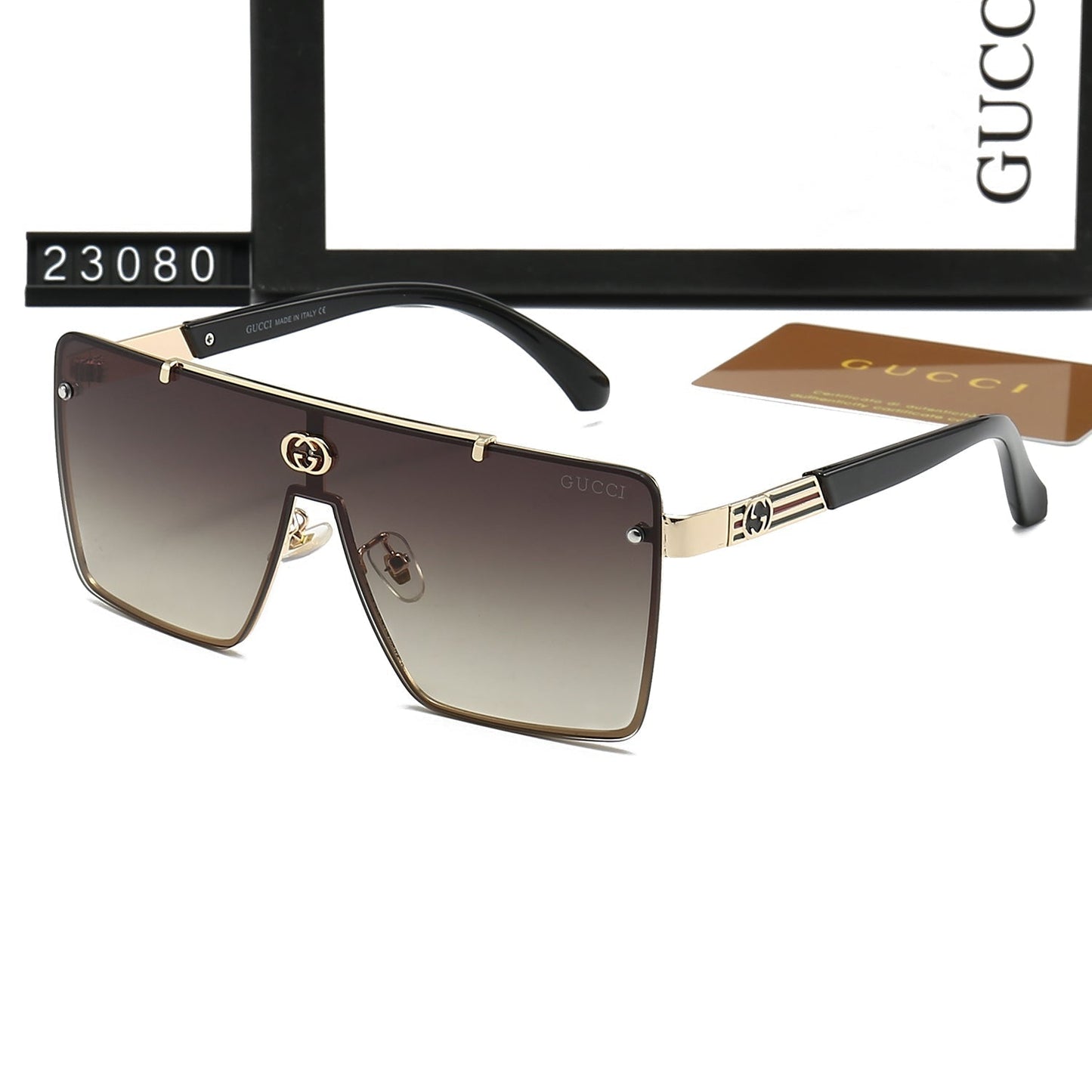 Gafas de sol de una pieza con montura a rayas a la moda