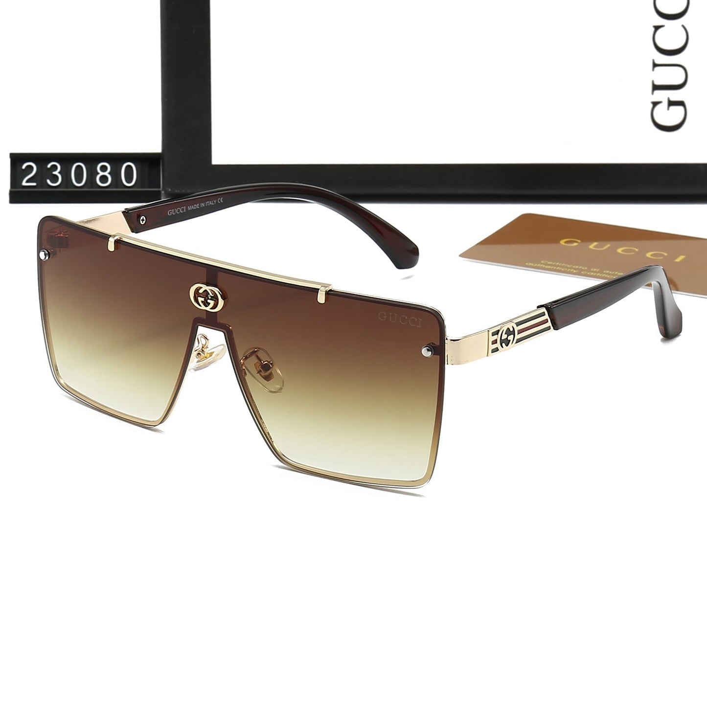 Gafas de sol de una pieza con montura a rayas a la moda