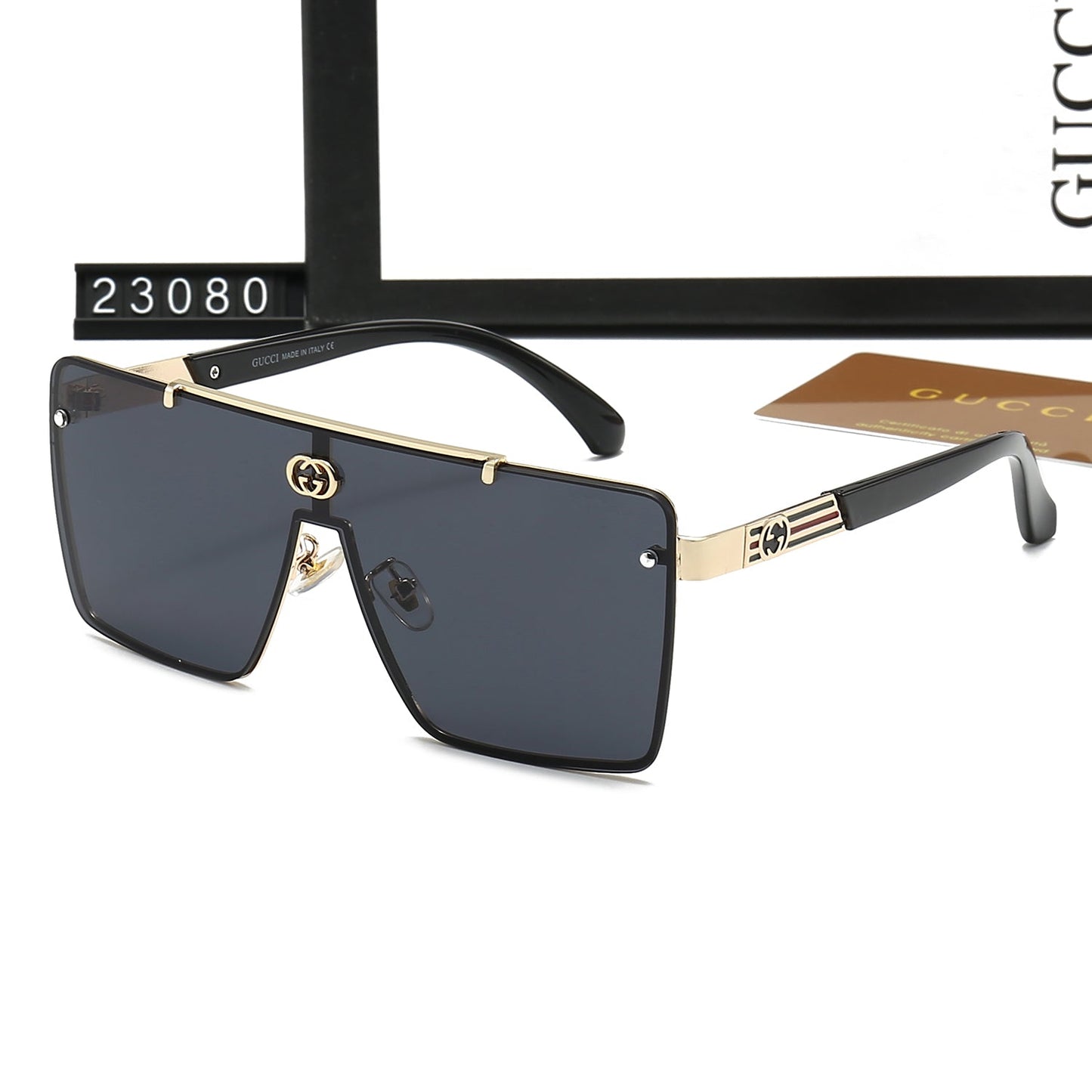 Gafas de sol de una pieza con montura a rayas a la moda