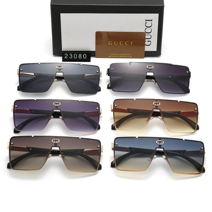 Gafas de sol de una pieza con montura a rayas a la moda