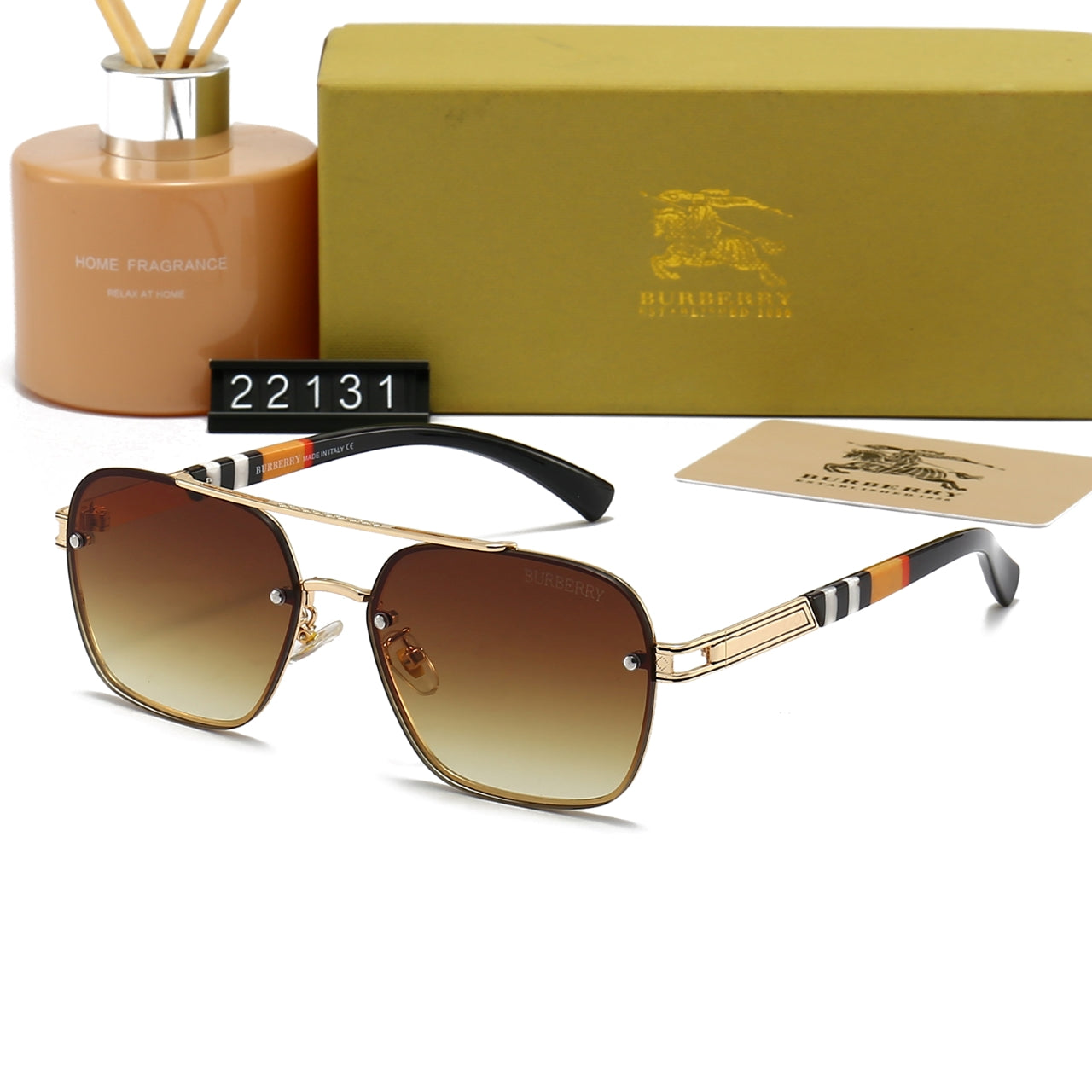 Gafas de sol con montura metálica a cuadros