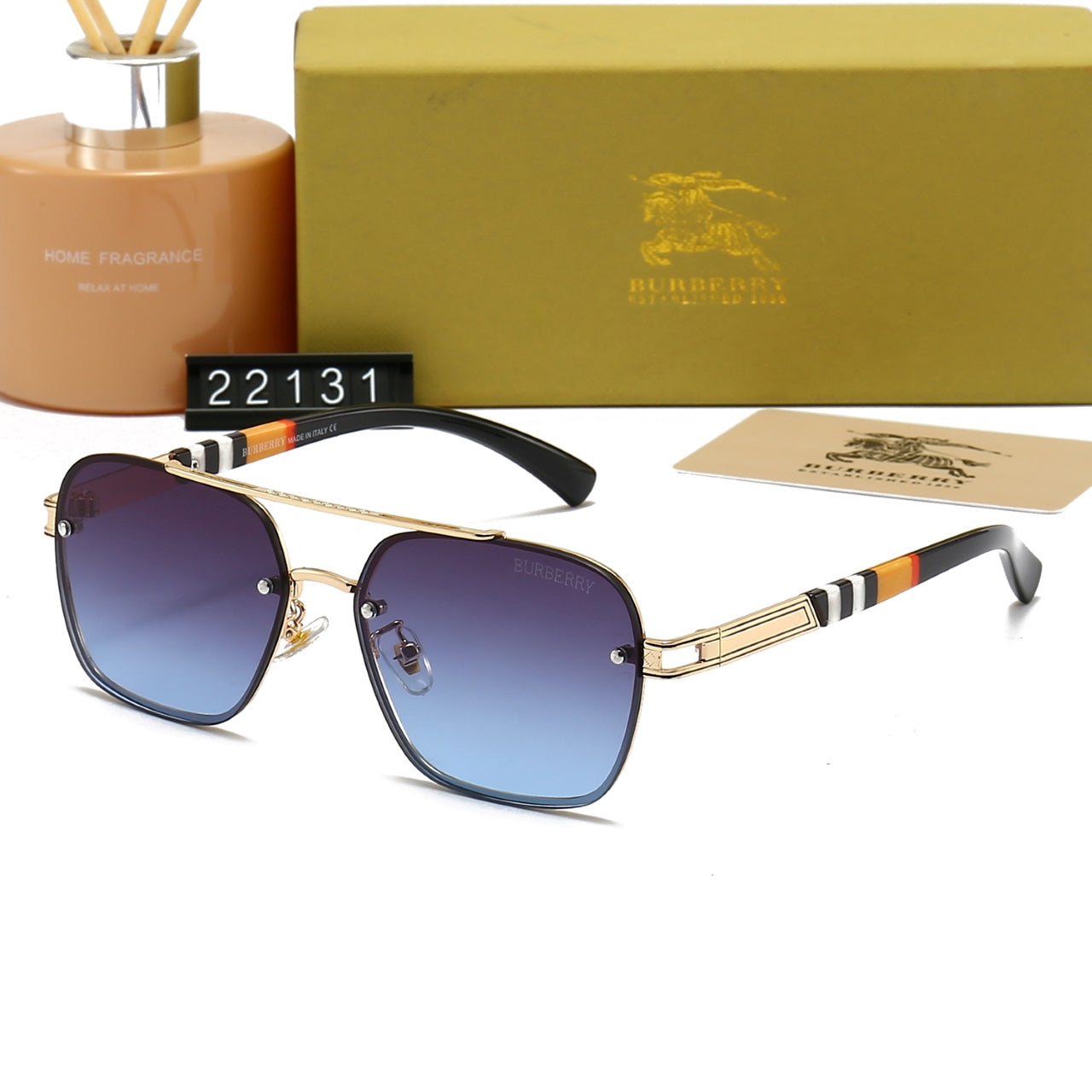 Gafas de sol con montura metálica a cuadros
