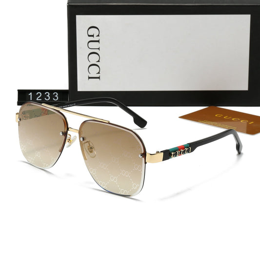Gafas de Sol Metálicas Unisex de Doble Puente con Letras
