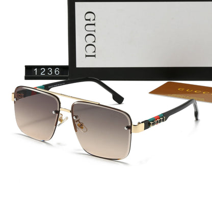 Gafas de sol de metal con doble puente y letras cuadradas