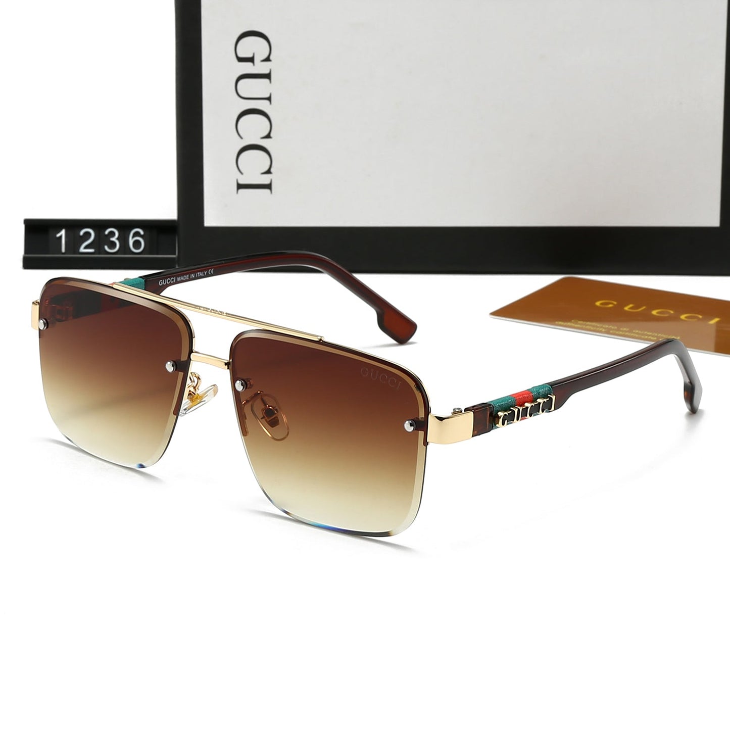 Gafas de sol de metal con doble puente y letras cuadradas