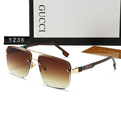Gafas de sol de metal con doble puente y letras cuadradas