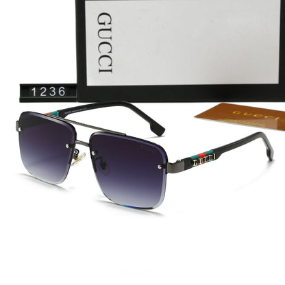 Gafas de sol de metal con doble puente y letras cuadradas