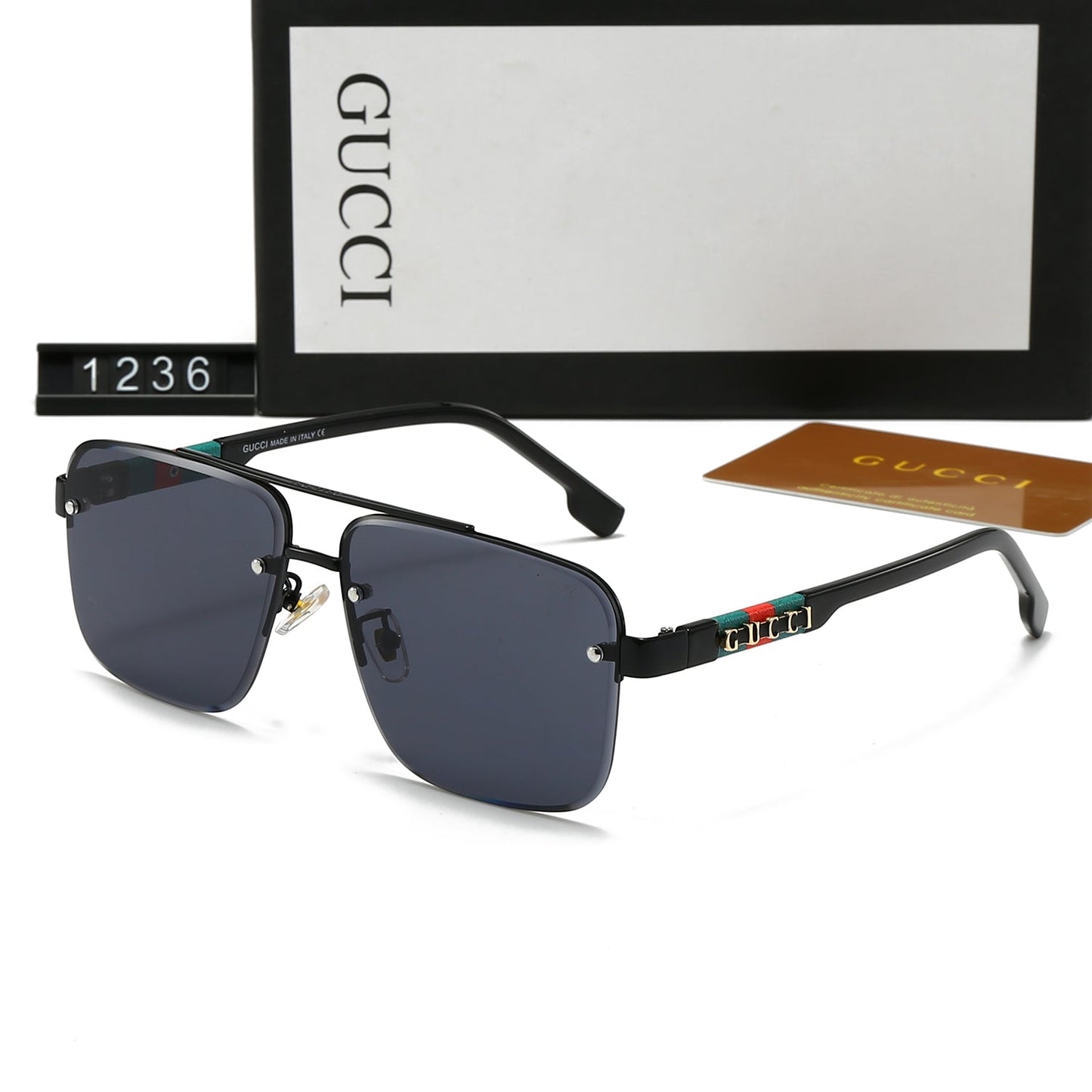 Gafas de sol de metal con doble puente y letras cuadradas