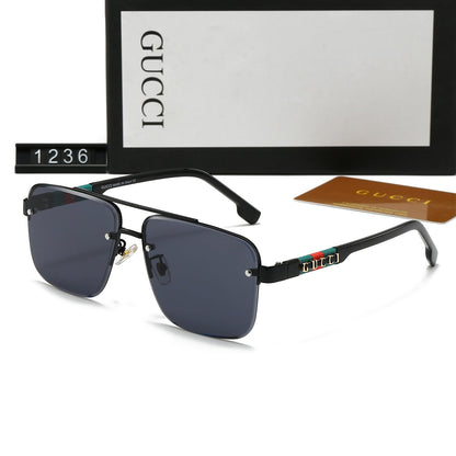 Gafas de sol de metal con doble puente y letras cuadradas