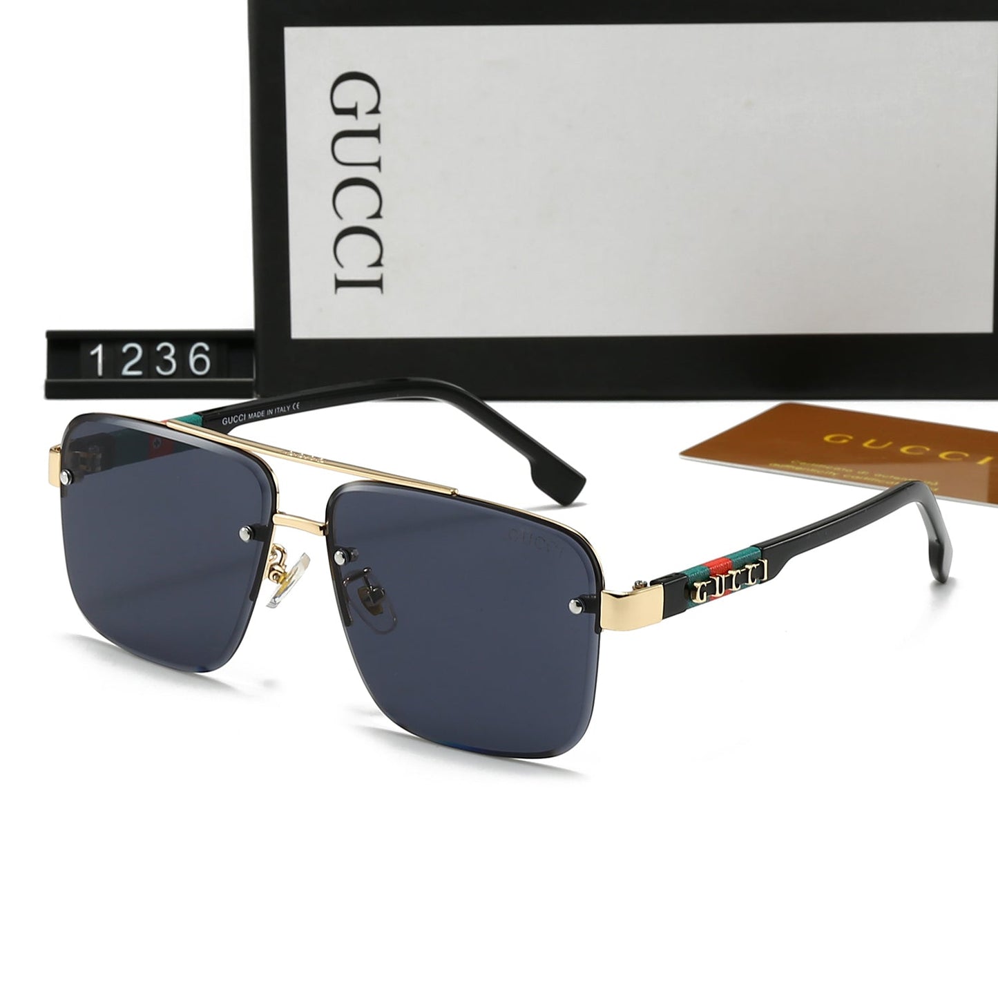Gafas de sol de metal con doble puente y letras cuadradas