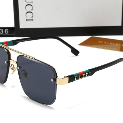 Gafas de sol de metal con doble puente y letras cuadradas