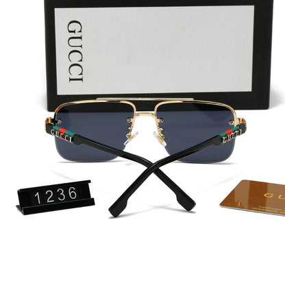 Gafas de sol de metal con doble puente y letras cuadradas