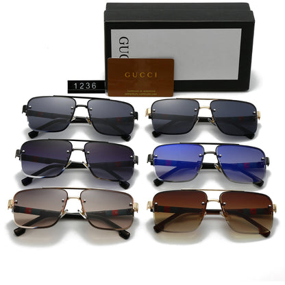 Gafas de sol de metal con doble puente y letras cuadradas