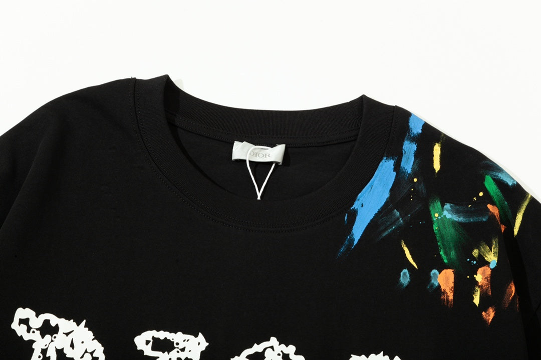 T-shirt Alphabet Graffiti Effet Encre Giclée