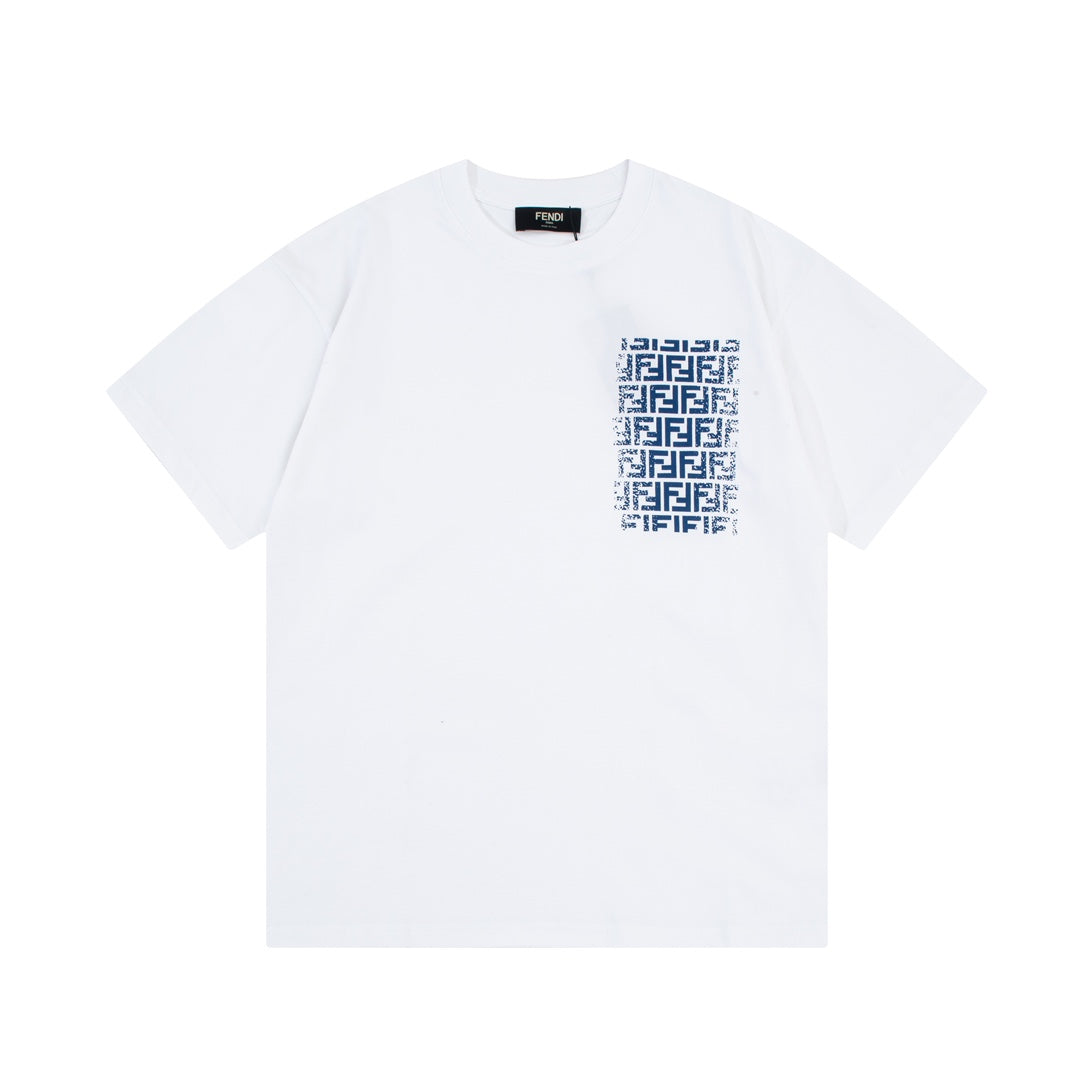 T-shirt à imprimé lettres FF doubles sur la poche
