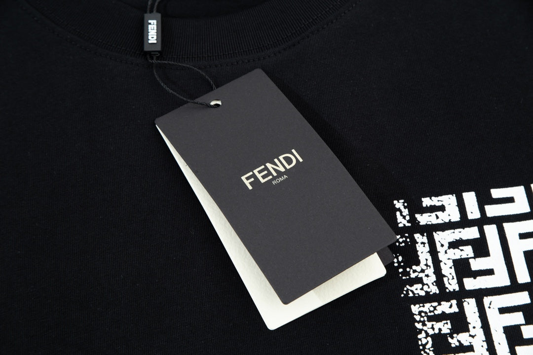 T-shirt à imprimé lettres FF doubles sur la poche