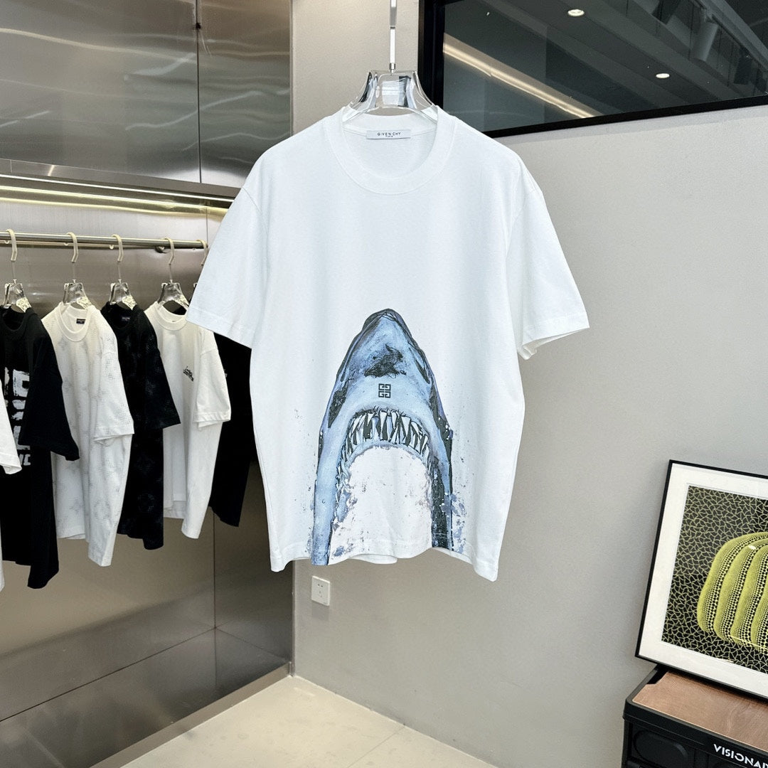 T-shirt imprimé requin bleu
