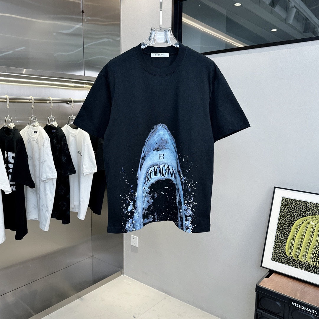 T-shirt imprimé requin bleu